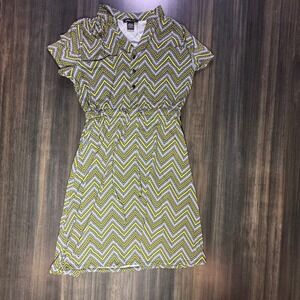 Robert Louis Dress Small Yellow White Black Chevron Print Career‎ S Small